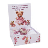 Trusou pentru botez de fete, 8 piese, Model cu Uruslet, roz pudrat, Recostore®, REC3080